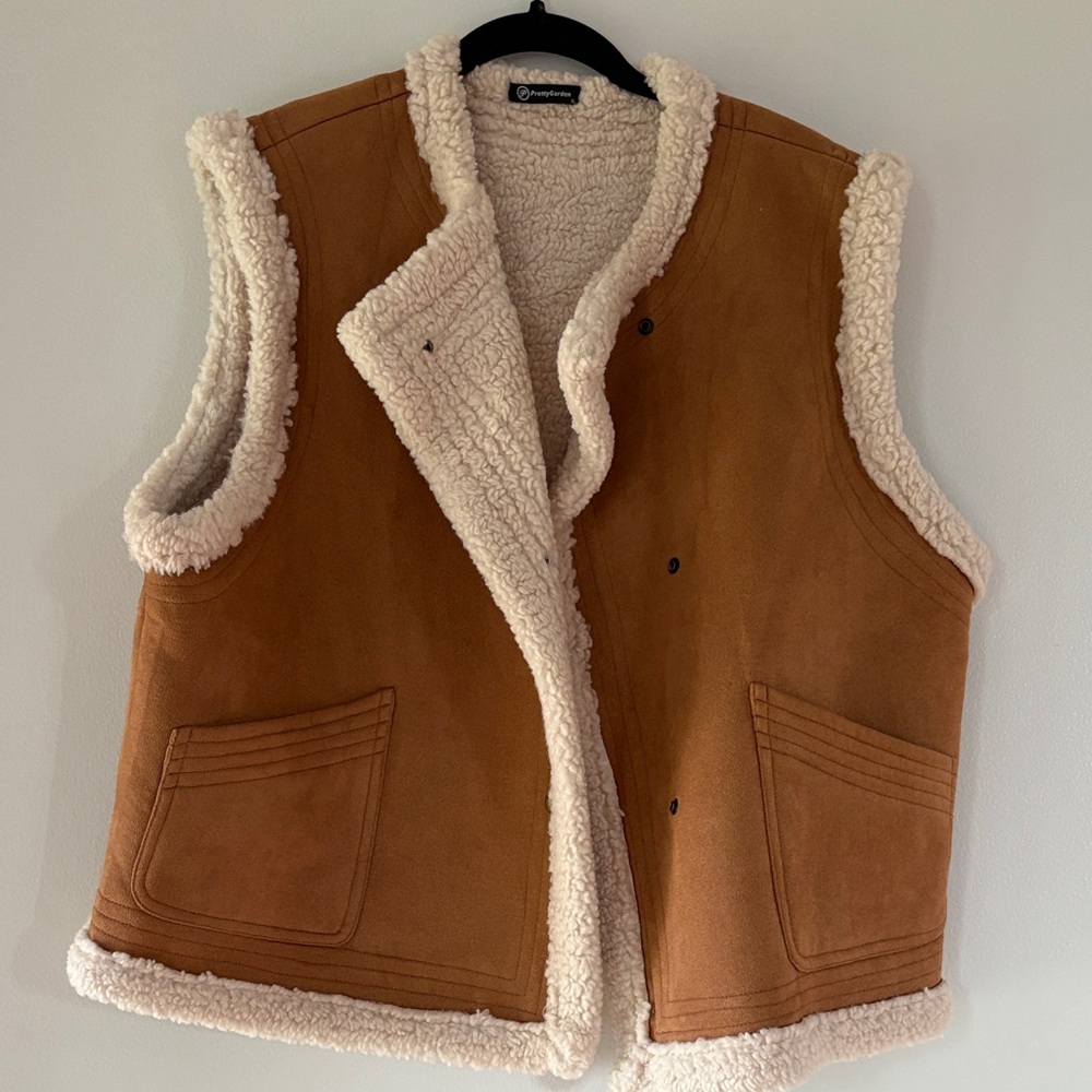 PrettyGarden Cream Sherpa Vest